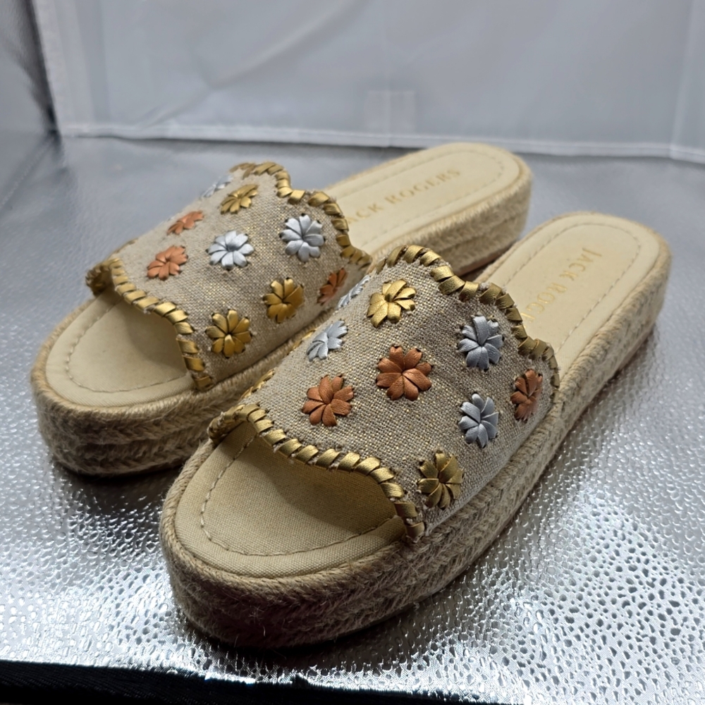 Jack Rogers Palmer Espadrilles Slides Sandals Wed… - image 1